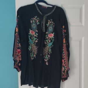 Embroidered button up shirt